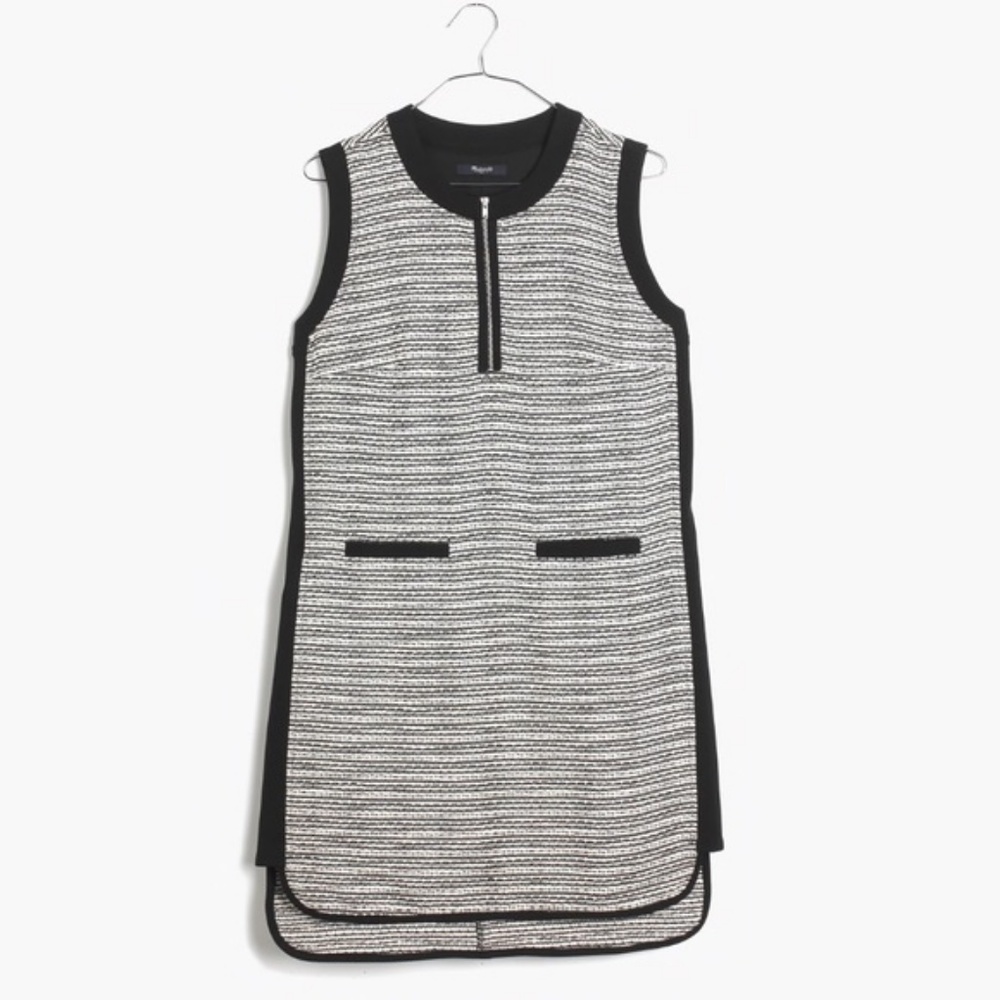 Madewell Black & White Print Tweedweave Shiftdress - Picture 4 of 8